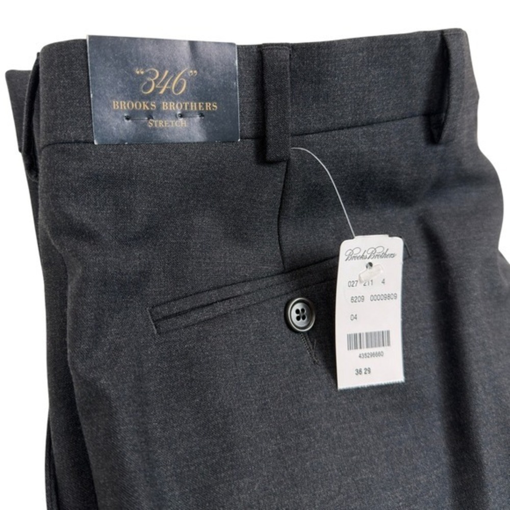 Brooks Brothers 346 NWT Stretch Wool Dress‎ Pants Mens 36x29 Pleated Cuffed Dark